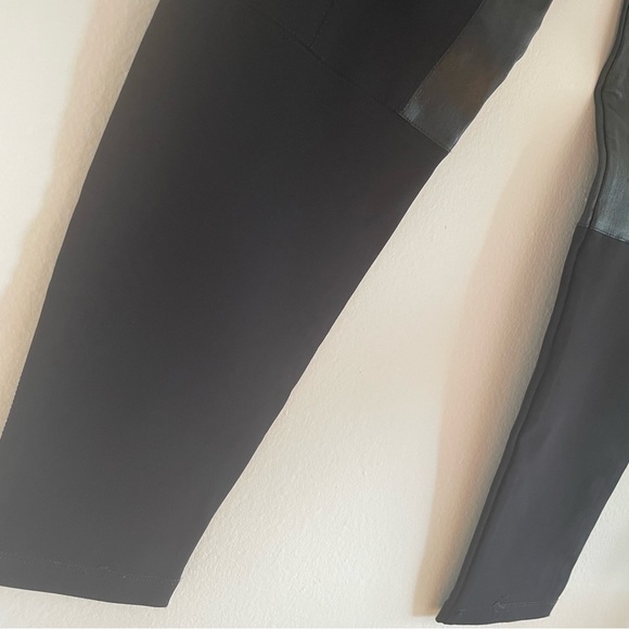 Theory Lamb Leather Trim Black Ponte Riding Leggings Pant - Picture 7 of 14